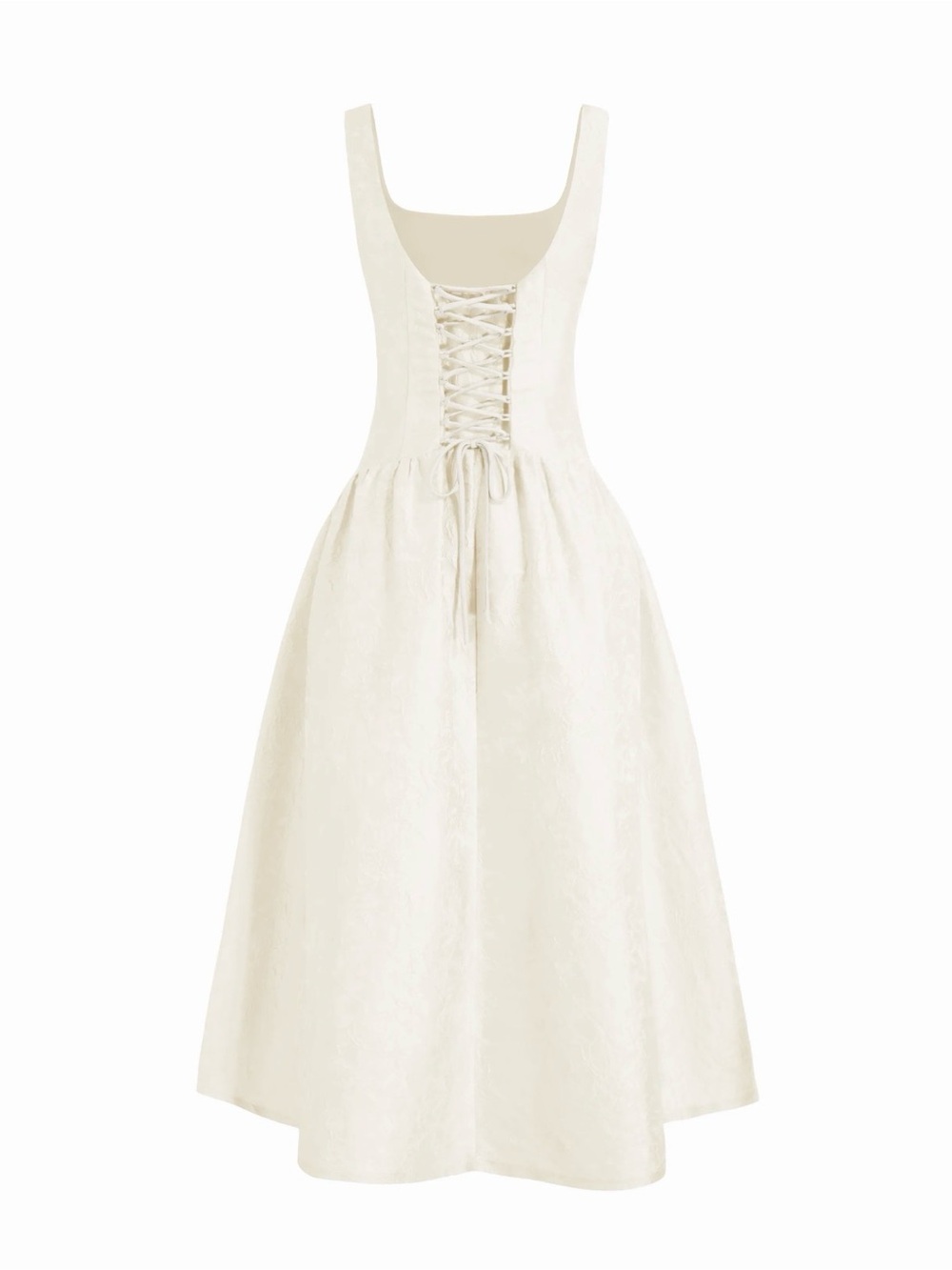 Cider Cream Lace-Up Midi Dress